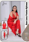 Roses Luxury Premium Night Wear 3 Piece Set | Malai Jersey Fabric | Made in Pakistan | Free Size | 4 Colors
