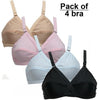 Local Jersey Cotton Fabric Bra Pack of 4 – Comfortable & Soft Daily Wear (Sizes 32–42)