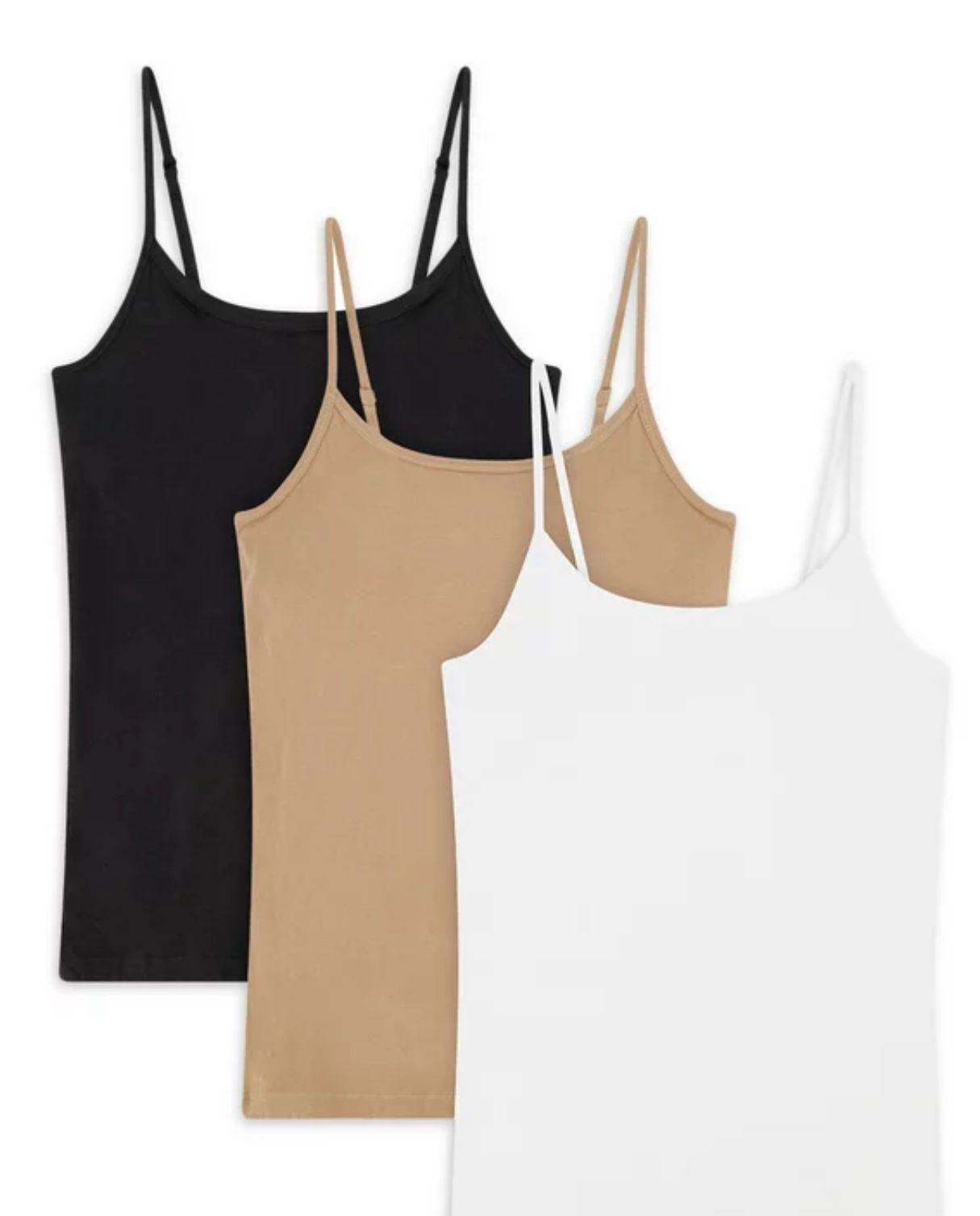 Pack of 3 Women’s Cotton Camisoles (Long Shameez) – Soft Daily Wear | Skin, Black, White | S, M, XL Sizes