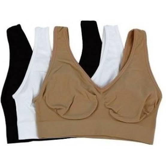 Pack of 2 - Imported Ladies Air Bra | 100% Lycra Cotton | Free Size (36–42) | Skin & Black