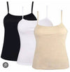 Pack of 3 Women’s Cotton Camisoles (Long Shameez) – Soft Daily Wear | Skin, Black, White | S, M, XL Sizes