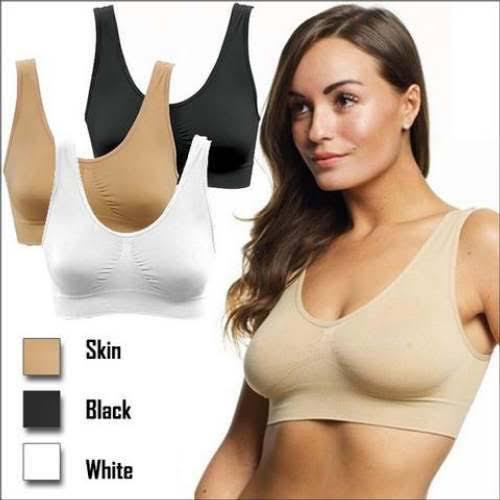 Pack of 2 - Imported Ladies Air Bra | 100% Lycra Cotton | Free Size (36–42) | Skin & Black
