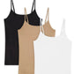 Pack of 3 Women’s Cotton Camisoles (Long Shameez) – Soft Daily Wear | Skin, Black, White | S, M, XL Sizes