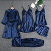 Premium Silk Jersey Knit 5 Piece Nightwear Set for Women – Free Size, Unpadded, Made in Pakistan